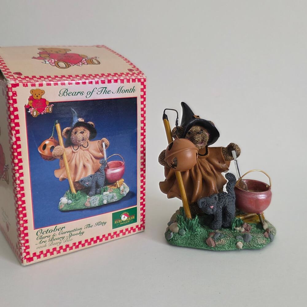 Kurt S. Adler Bears of the Month October Clara & Carnation Figurine